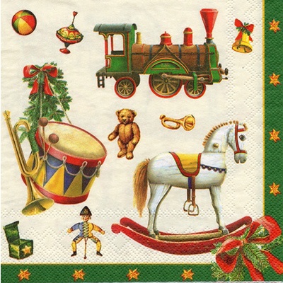 Pladao Napkin 2816 ภาพ คริสต์มาส ของเล่น ของขวัญ Christmas กระดาษ แนพกิ้น สำหรับงานศิลปะ เดคูพาจ decoupage ขนาด L 33x33