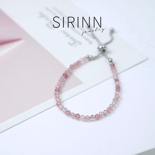  สร้อยข้อมือ กำไลหิน Strawberry Quartz เสริมความรัก-ความสัมพันธ์ ปรับขนาดได้ ขนาด 3 MM