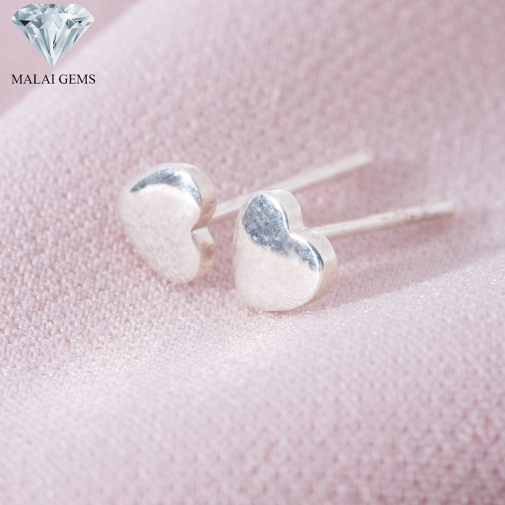Malai Gems  ต่างหูเงินแท้ Silver 925 รุ่น Minimal หัวใจเล็ก   ต่างหูเงินแท้มินิมอส ตุ้มหูทรงหังใจ เหมาะสำหรับผู้หญิง