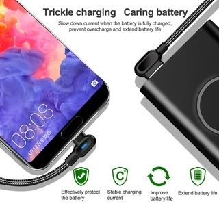 Elough สายชาร์จ 2.4A USB Micro USB Type C พร้อมไฟ LED 90 องศา สําหรับ Android