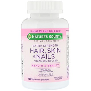 Natures Bounty, Optimal Solutions, Extra Strength Hair, Skin &amp; Nails, 150 Rapid Release Liquid Softgels