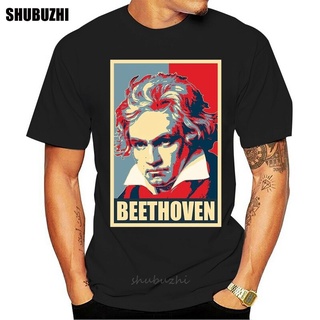 เสื้อยืด ผ้าฝ้าย 100% พิมพ์ลาย Beethoven Pop Art สีดํา แฟชั่นฤดูร้อน สําหรับผู้ชาย และผู้หญิง ไซซ์ S - 3XlS-5XL