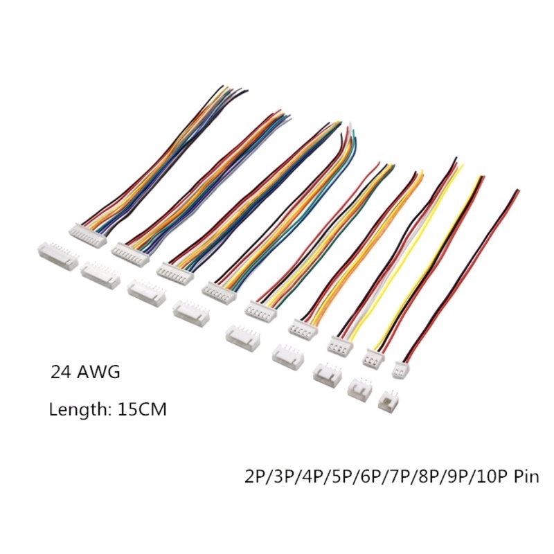 1 ชุด Mini Micro JST 2.0 PH 2/3/4/5/6/7/8/9/10/12-Pin Connector ปลั๊กสายไฟ 120 มม. 26AWG