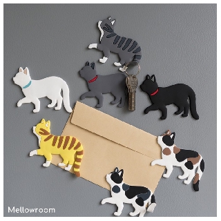 [พร้อมส่ง เซท 7 ชิ้น] แม่เหล็กรูปแมว งอหางได้ ห้อยของได้ มีหลายลาย Magnet hook Cat tail