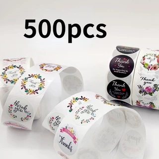 500ชิ้น/ม้วน สติกเกอร์ขอบคุณสําหรับเค้ก เบเกอรี่ ขนม ของขวัญ งานแต่งงาน