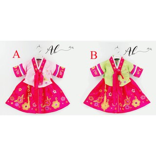 Angel Baby ชุดเดรสฮันบก ผ้าฝ้าย สไตล์เกาหลี สีชมพู สีเขียว ไซซ์ 1 2 3