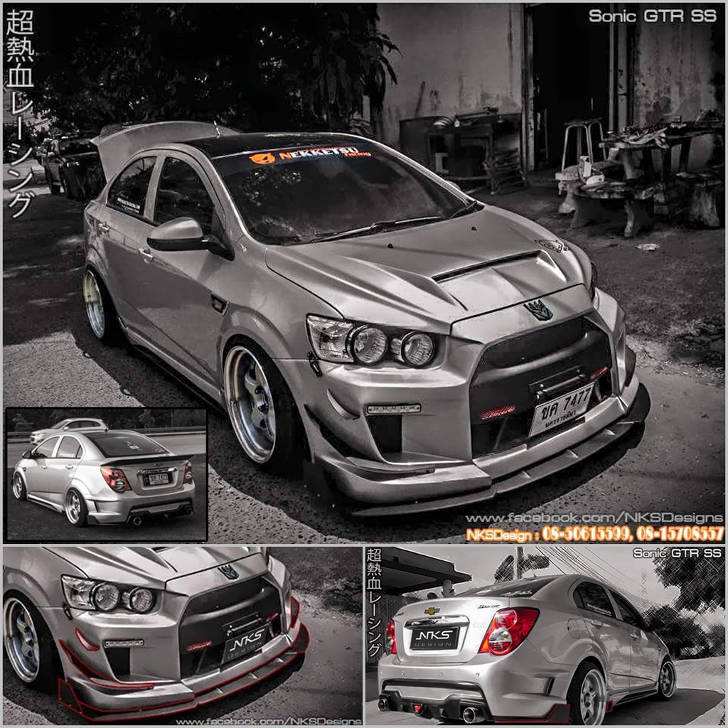 สเกิร์ตชุดแต่งรถเชฟโซนิค Chevrolet Sonic 2013 ทรง GTR รุ่น 4 ประตู จาก Nekketsu Thailand.