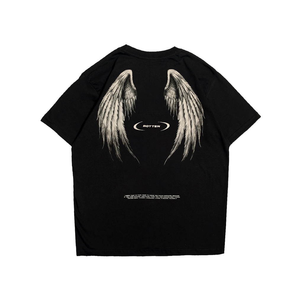 Rotten - เสื้อยืดสีดํา Wing Angels
