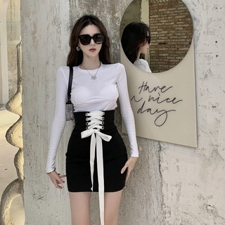 Women  Fashion Skirt  Slim High Waist  Bandage Short Bodycon  Skirt  เดรส ชุดเดรสสั้น