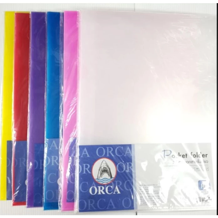 แฟ้มซองพลาสติก ขนาด F4 ORCA แพ็ค12 อัน