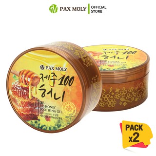 EXP 2024/01 [แพค 2 ชิ้นคุ้มกว่า/MADE IN KOREA] Paxmoly jeju 100 honey soothing gel   300 ML.*2