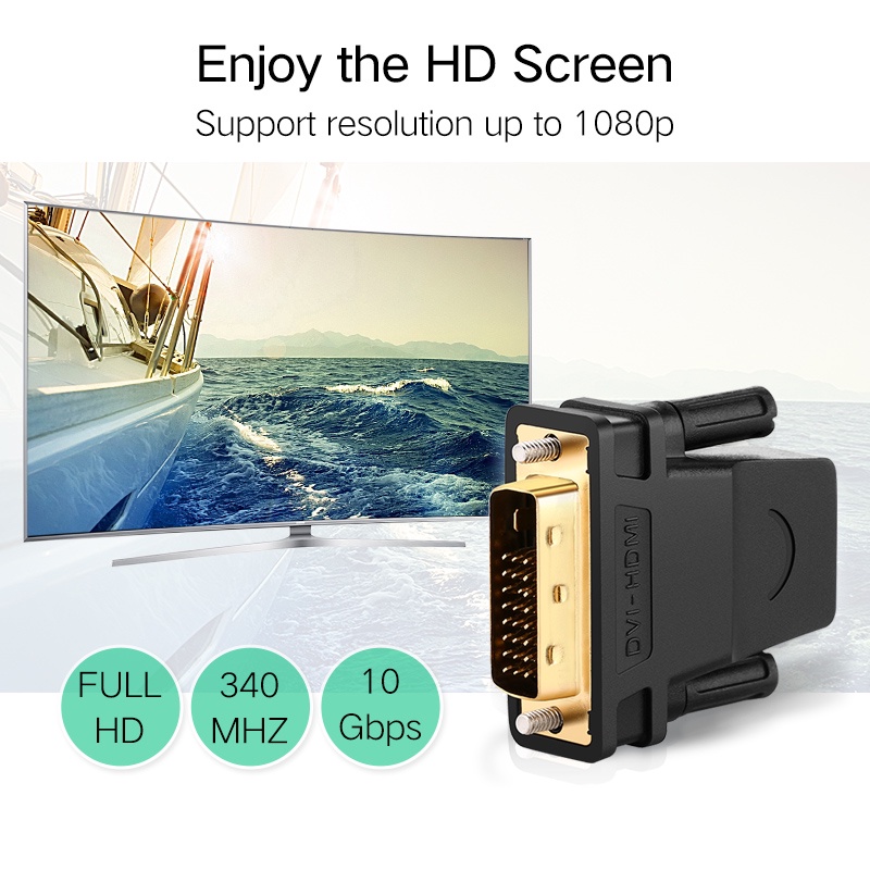 Ugreen HDMI 24 + 1 อะแดปเตอร์ 1080P HDTV DVI เชื่อมต่อ