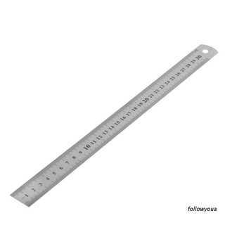 folღ 30CM 12"Steel Stainless Pocket Pouch Metric Metal Ruler Measurement Double Sided