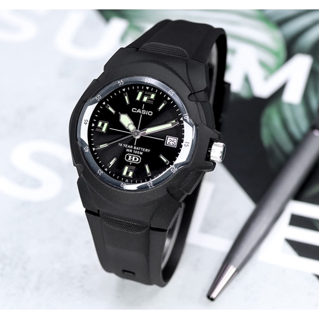 นาฬิกา Casio รุ่น MW-600F นาฬิกาผู้ชาย สายเรซิ่นสีดำ แบต 10 ปี กันน้ำ 100 เมตร -ของแท้ 100% รับประกั