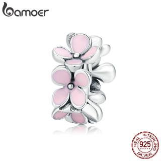 BAMOER Romantic Flower Series Pink Flower Charm 925 Sterling Silver SCC1484