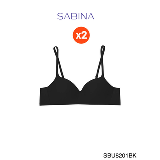 Sabina เสื้อชั้นใน Seamless Fit (Set 2 ชิ้น)(ไม่มีโครง) รุ่น Pretty Republic รหัส SBU8201BK+SBU8201BK สีดำ