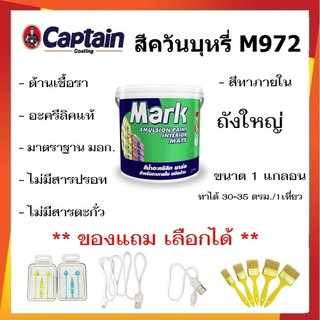 ด่วน ล้างสต็อก !!! สีทาบ้าน สีควันบุหรีี M972 สีทาบ้านภายใน สีน้ำอะคลีลิค captain MARK ชนิดด้าน ขนาด 3.5 ลิตร