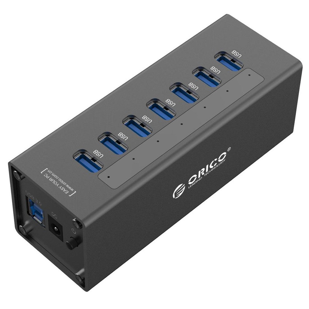 ORICO รุ่น A3H7 อลูมิเนียมความเร็วสูง 7 พอร์ต USB 3.0 HUB พร้อมแหล่งจ่ายไฟ 12V / 2.5A สำหรับแล็ปท็อป