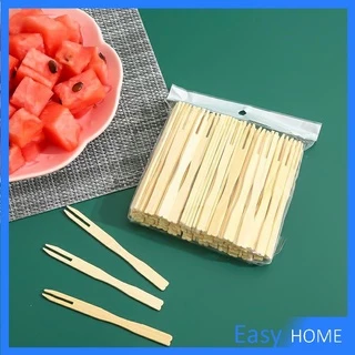 E.H. ส้อมผลไม้ไม้ไผ่แท่งทำจากวัสดุที่เป็นมิตรกับสิ่งแวดล้อมขนาด 9 ซม. ประมาณ 100 ชิ้นต่อถุง