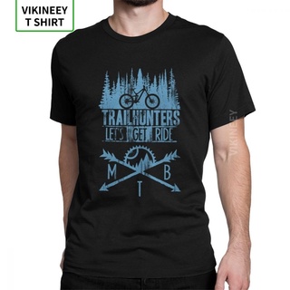 Trailhunters เสื้อยืดคอกลม แขนสั้น ผ้าฝ้าย 100% พิมพ์ลายจักรยานเสือภูเขา สไตล์ฮิปฮอป วินเทจ พลัสไซซ์ XS-XXXL