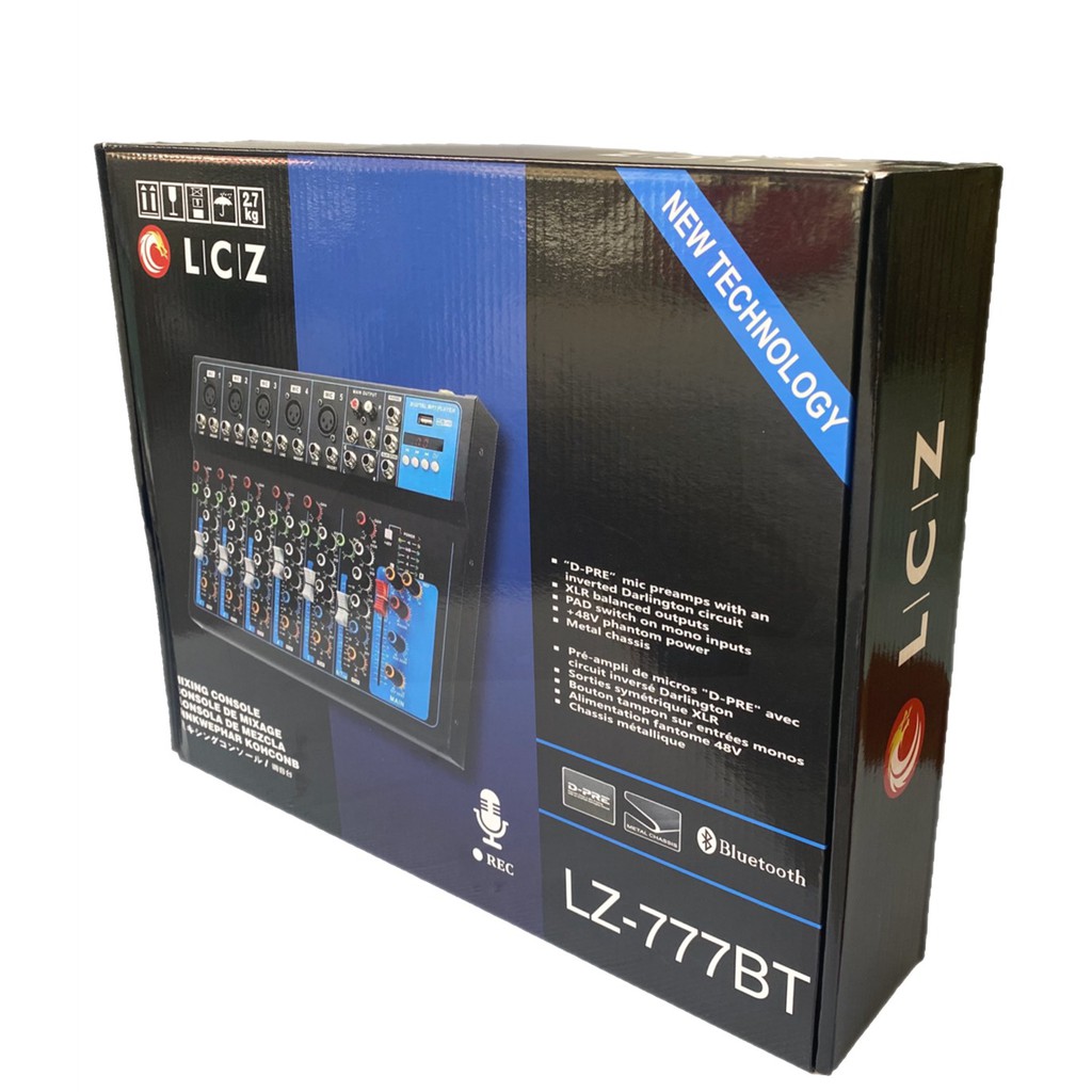 LZ-777BTสเตอริโอมิกเซอร์7ช่อง ผสมสัญญาณเสียง มีUSB/ Bluetooth/ มีหน้าจอLED