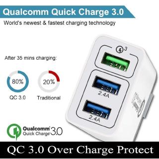 3-in-1 USB อะแดปเตอร์ชาร์จแบบด่วน 3.0 Fast EU Plug