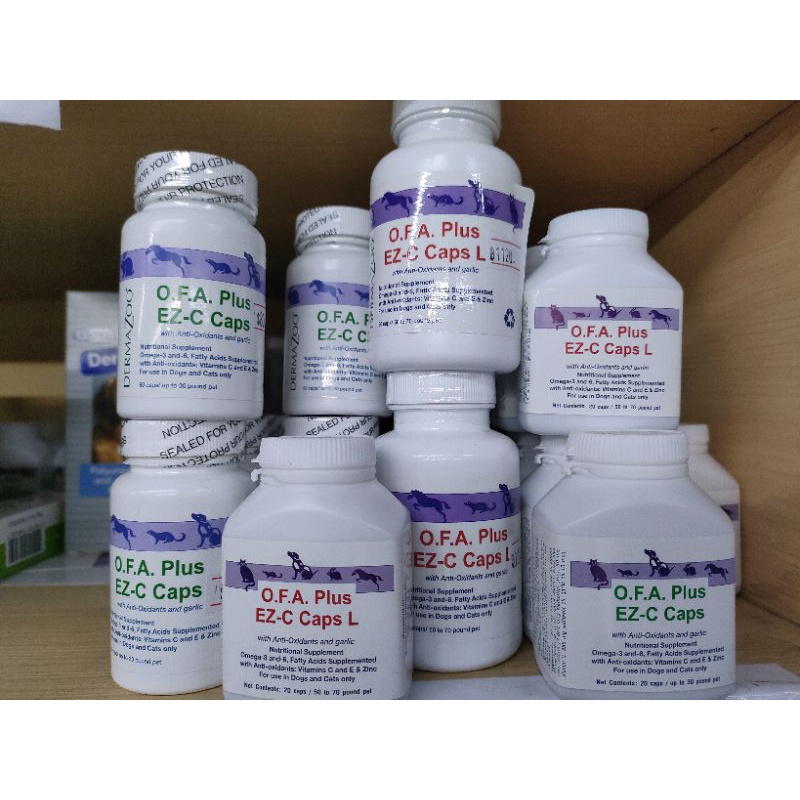 O.F.A Plus EZ-C Caps20-60เม็ด (เขียว, แดง)Omega-3 และ Omega-6. บำรุงขนสุนัข บำรุงขนแมว