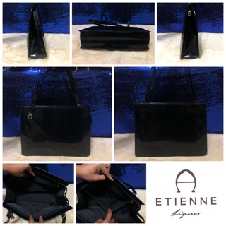 👝: ETIENNE AIGNER Black Leather Shoulder Bag แท้💯%