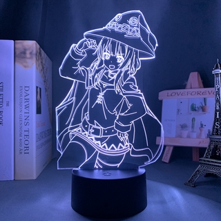 โคมไฟข้างเตียง LED ลายการ์ตูนอนิเมะ KonoSuba Megumin เปลี่ยนสีได้ สีสันสดใส สําหรับพัดลม KonoSuba