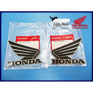 HONDA WING (90 mm.) STICKER "BLACK" &amp; "WHITE" "GENUINE PARTS"  // สติ๊กเกอร์ Honda ของแท้ (ขนาด 90 มม.)