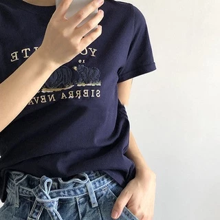 Bh เสื้อยืด แขนสั้น ผ้าฝ้าย ลายหมี สไตล์เกาหลี แฟชั่นฤดูร้อน สําหรับผู้หญิง