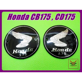 HONDA CB175 CD175 FUEL TANK CIRCLE EMBLEM "BLACK" &amp; "SILVER" // โลโก้ข้างถังน้ำมัน วงกลม สีดำ ปีกสีเงิน สินค้าคุณภาพดี