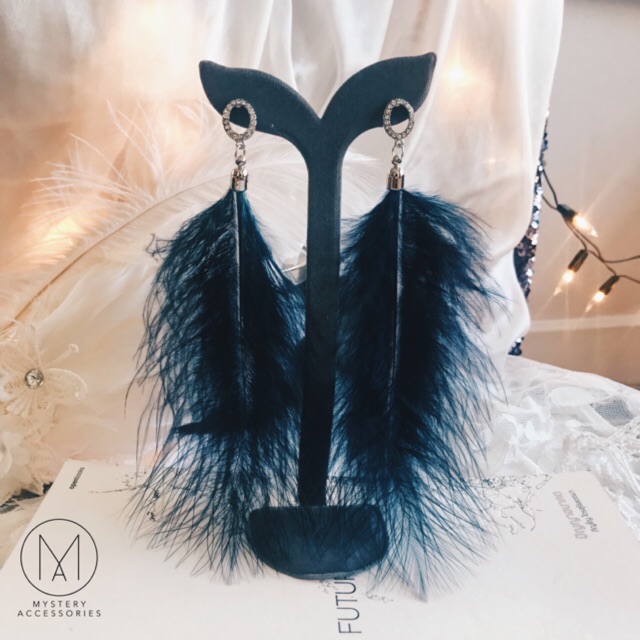 MA365 ต่างหู ต่าหูแฟชั่น ต่างหูเกาหลี ต่างหูออกงาน ต่างหูขนนก