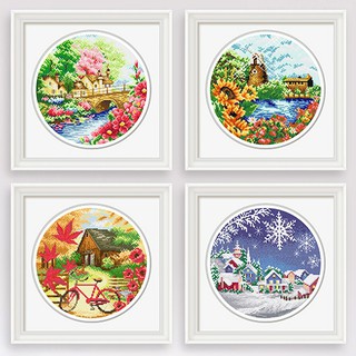 ชุดปักครอสติช วิว บ้าน 4 ฤดู บ้านในสวน (Four season cross stitch kit)