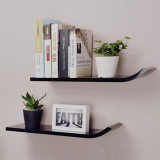 เบสิโค ชั้นวางติดผนังรูปตัวแอล เซท 2 อัน รุ่น BWS-161007 สีดำ, besico Wall Shelf Set With Shape Black Finish