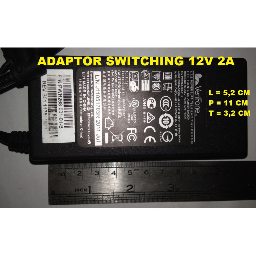 อะแดปเตอร์ 12V 2A VeriFone Au-79A0n เครื่องชาร์จรุ่นแล็ปท็อป n สายไฟ