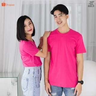 Expogarment เสื้อยืด คอกลม คอวี คอตตอน100% สีพื้น(ส้ม บานเย็น ม่วง เขียว) ไม่มีตะเข็บข้าง ไซส์S-2XL หดเกิน3%คืนเงิน