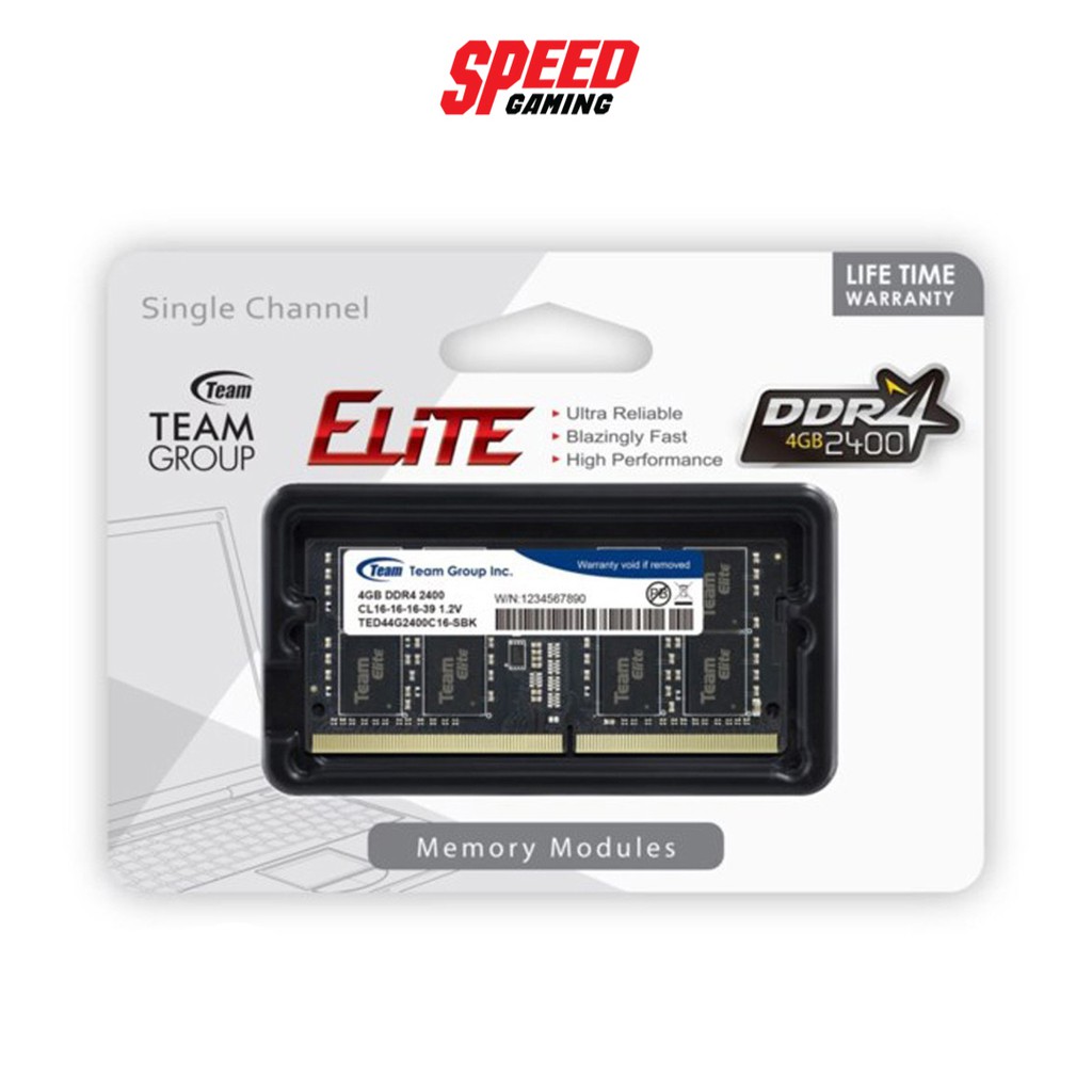 RAM TEAM RAM NOTEBOOK ELITE 4GB DDR4 BUS2400 CL16-16-16-39 1.2V /LIFETIME (แรม) SPEED GAMING