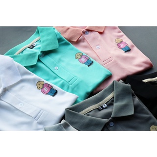 เสื้อโปโล ลาย CC Bear อกซ้าย ทรงตรงใส่ได้ทั้ง ช ญ