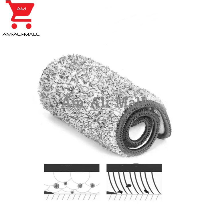 ผ้าFlat mop ผ้าทำความสะอาดม็อบไมโครไฟเบอร์ (พื้นด้านล่างของจะเหลืองบ้าง ไม่มีปัญหาต่อการใช้งาน)