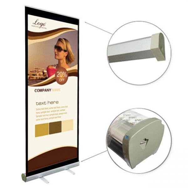 ป้ายโรลอัพ ป้ายโฆษณา EB 80x200cm อลูมิเนียมแนวนอนดึงม้วนแบนเนอร์ขาตั้ง ขาตั้งป้าย โรลอัพ Easy Roll U