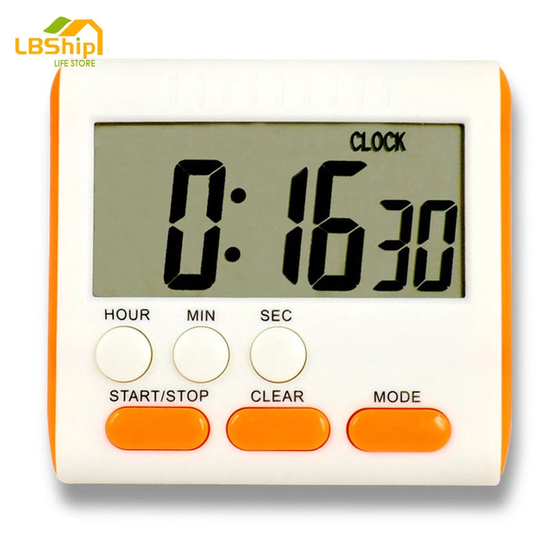 lbship นาฬิกาจับเวลาดิจิทัล แบบ 24 ชั่วโมง หน้าจอ LCD สำหรับทำอาหาร