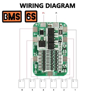 BMS 6S บอร์ดป้องกันแบตเตอรี่ ขนาด3.7V/15Aไฟรวม(22-24 V)