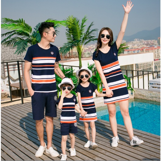 S-6XL ชุดแม่ลูก กระโปรง แขนสั้น ชุดครอบครัวเหมาะสำหรับช่วงฤดูร้อนทั้งครอบครัวเสื้อผ้าเด็กและแม่ลูกสาวผ้าฝ้ายลายปักชุดครอบครัวสำหรับครอบครัว
