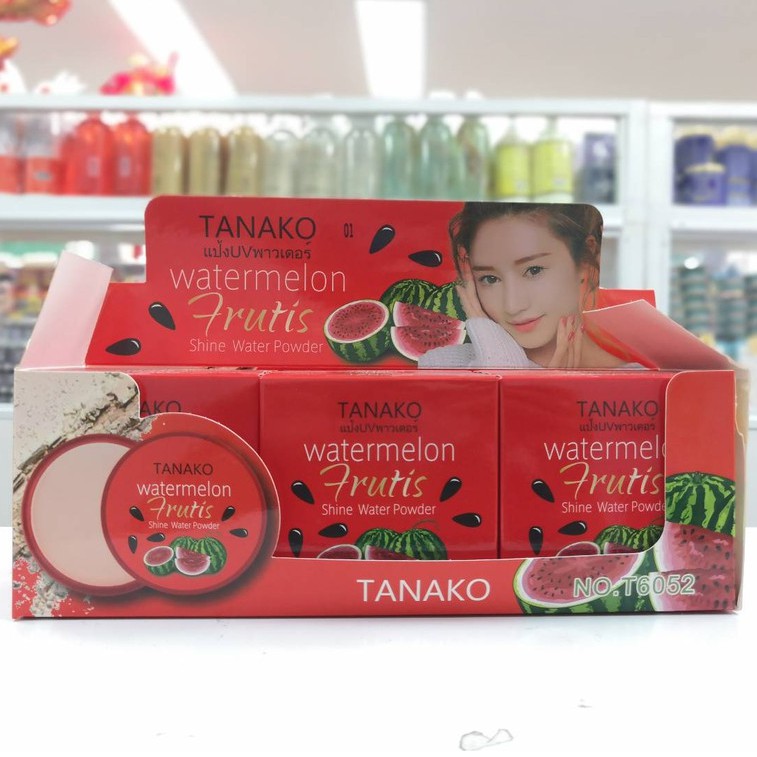 ถูก/แท้ยกกล่อง12ตลับแป้งแตงโม แตงโมWatermelon Frutis TANAKO แป้งคุมมัน แป้งลดริ้วรอย