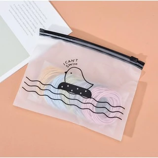 🐥ซองซิปพลาสติกขุ่น I can't swim✔️พร้อมส่ง (เลือกขนาด) ซอง เครื่องเขียน กระเป๋าดินสอ
