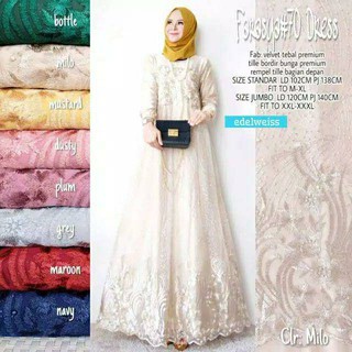 &lt;Unk&gt; ชุดเดรส 70 Gamis muslimah jumbo LD 120 auragown oriedelweis BO