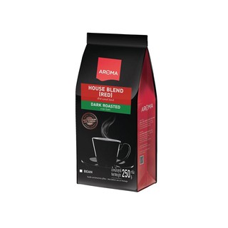 เมล็ดกาแฟคั่ว House Blend Red 250g/ซอง อโรม่า Roasted coffee beans, House Blend Red 250g / pack