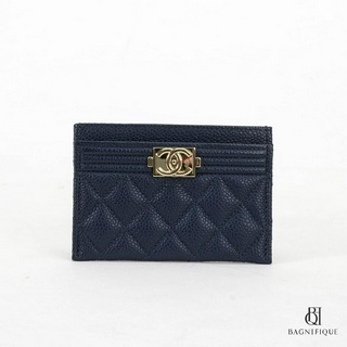 CHANEL CARD SLOT SHORT BLUE NAVY CAVIAR GHW