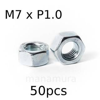 น็อตหกเหลี่ยม ชุบสังกะสี สีฟ้า M7 x P1.0 (50 ชิ้น)